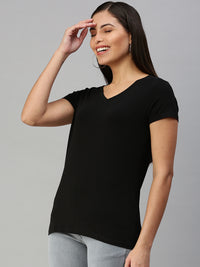 De Moza Women's Half Sleeve Top Black