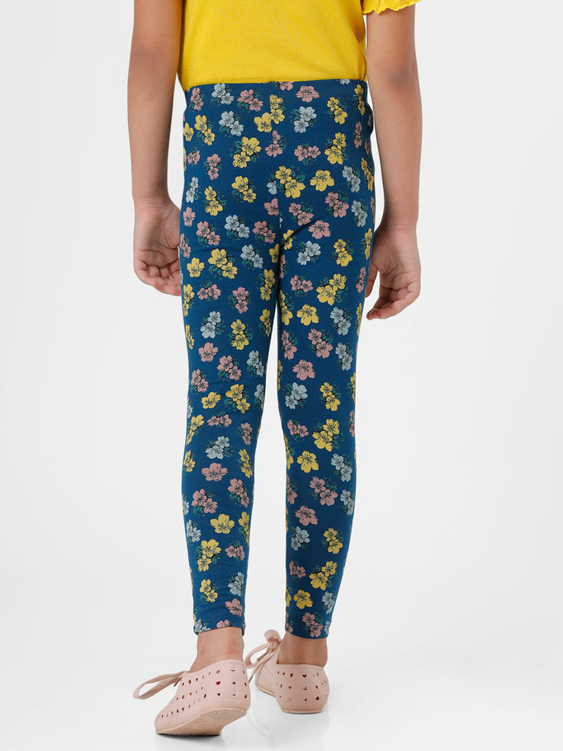 De Moza Kids - Girls Ankle Length Printed Leggings Cotton Poseidon - De Moza