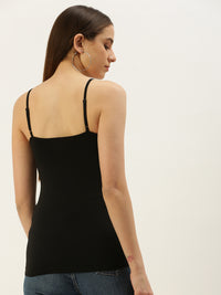 De Moza Womens Spaghetti Top Pack of 2 Black & Offwhite - De Moza