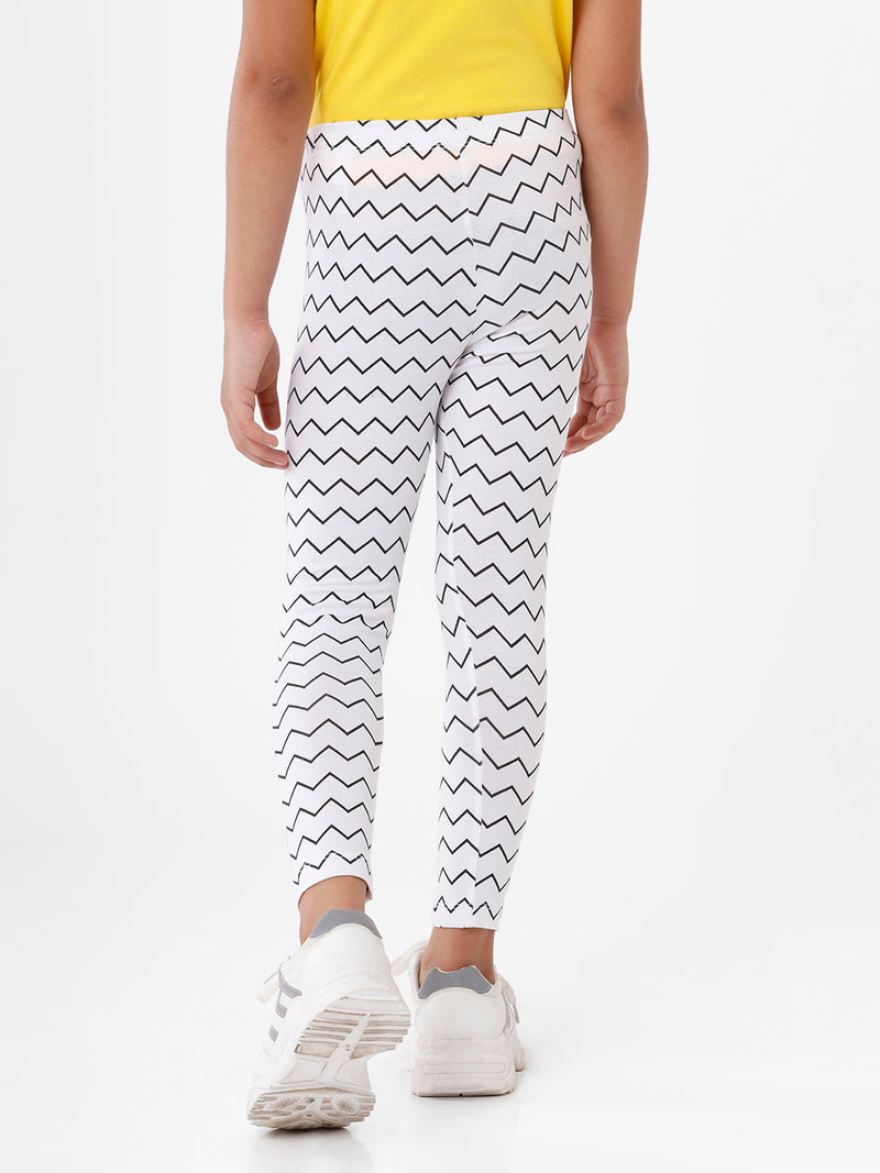 Kids – Girls Printed Ankle Leggings White