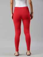 De Moza Ladies Ankle Length Leggings Solid Cotton Light Red - De Moza