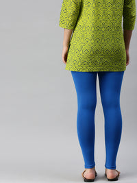 De Moza Women's Premium Ankle Length Leggings Solid Cotton Light Cobalt - De Moza (6679539646527)