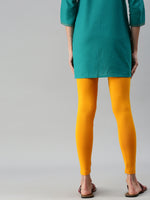 De Moza Ladies Ankle Length Leggings Solid Viscose Dark Yellow - De Moza
