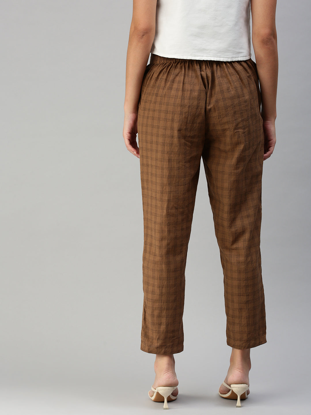 De Moza Women Cigarette Pant Coffee Brown