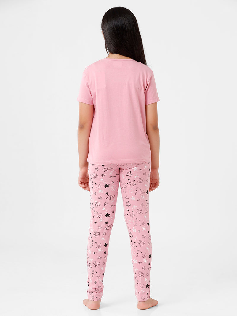 Kids – Girls Printed Pyjama Set Pink Nectar