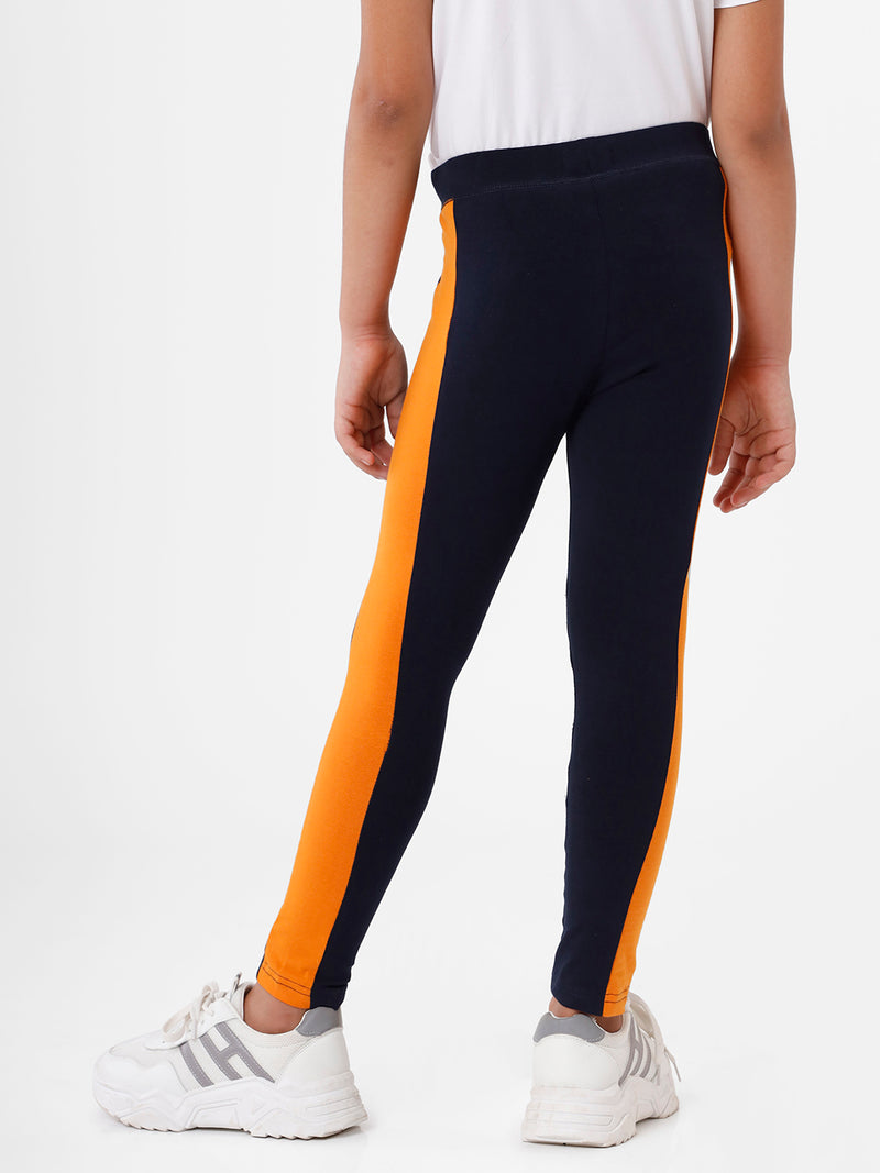 Kids – Girls Printed Ankle Leggings Dark Navy Blue