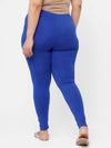 De Moza Ladies Plus Ankle Length Leggings Solid Cotton Royal Blue - De Moza
