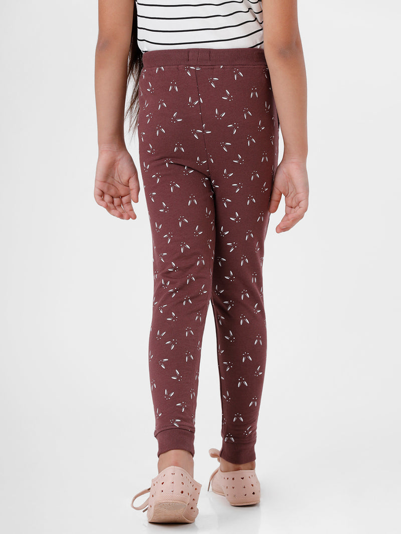 Kids - Girls Printed Jogger Rum Rasin