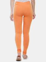 De Moza Ladies Churidar Leggings Solid Cotton Light Orange - De Moza