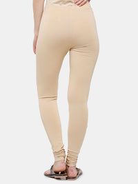 De Moza Ladies Churidar Leggings Solid Cotton Beige - De Moza
