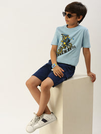 Pack of 2 Pipin Boys Printed T-shirts Black & Light Blue