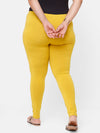 De Moza Ladies Plus Ankle Length Leggings Solid Cotton Light Mustard - De Moza