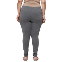 De Moza Ladies  Plus Size Churidar  Leggings Solid Cotton Anthra Melange - De Moza