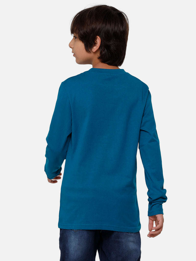 Kids - Boys Printed Full Sleeve T-Shirt Petrol