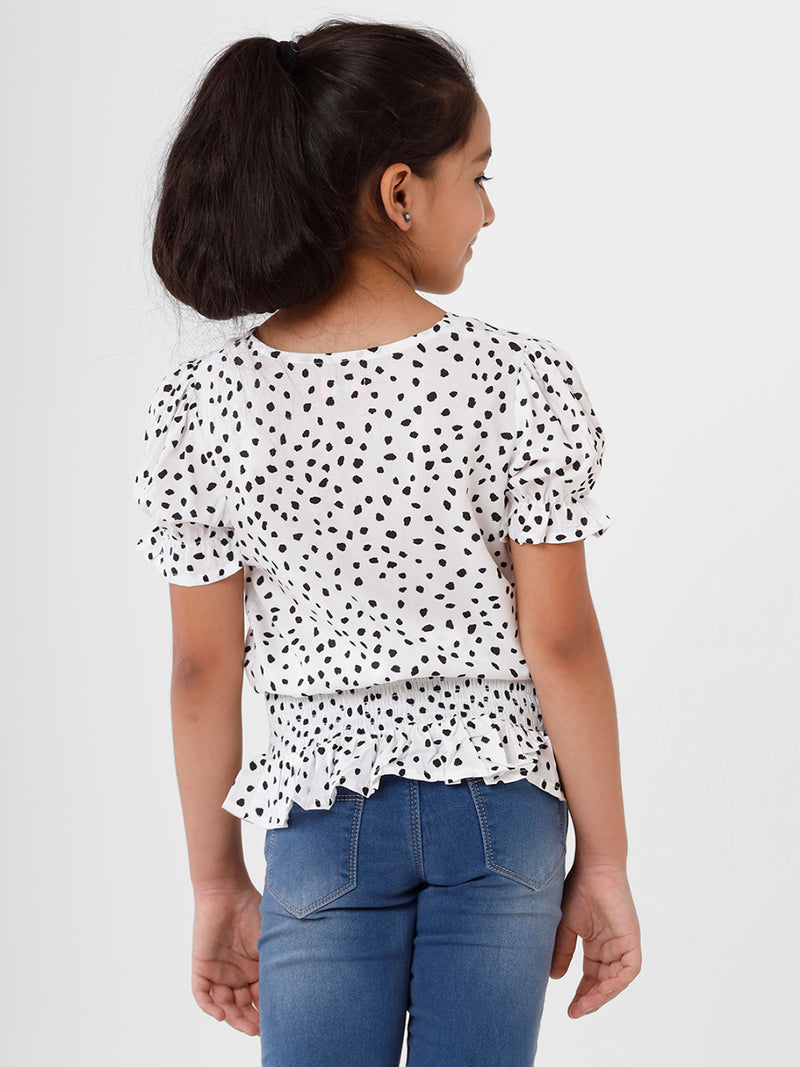 Kids - Girls Printed Top White