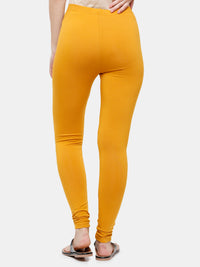 De Moza Ladies Ankle Length Leggings Solid Cotton Dark Mustard - De Moza