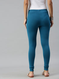 De Moza Ladies Churidar Leggings Solid Cotton Dark Teal - De Moza