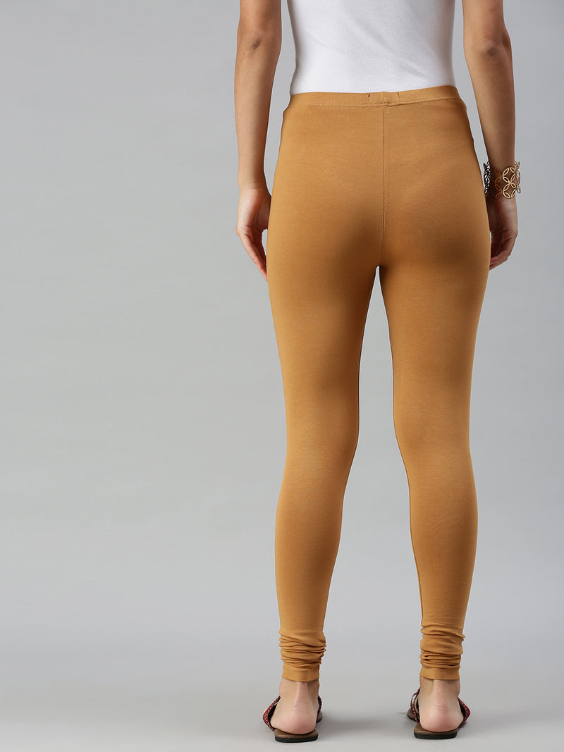 De Moza Ladies Churidar Leggings Solid Cotton Biscut - De Moza