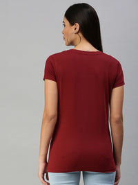 De Moza Women's Half Sleeve Top Maroon