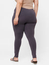 De Moza Ladies Plus Ankle Length Leggings Solid Cotton Dark Grey - De Moza