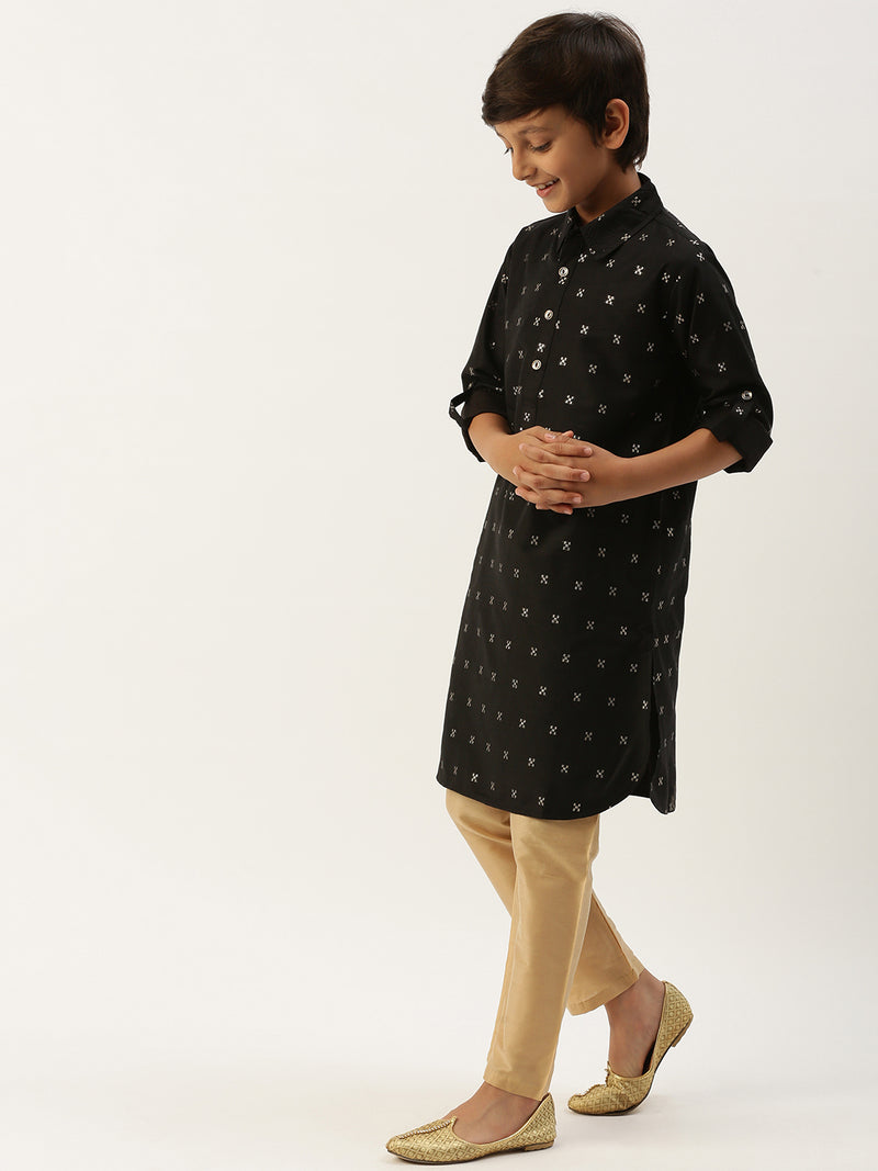 PIPIN Boys Printed Kurta Black