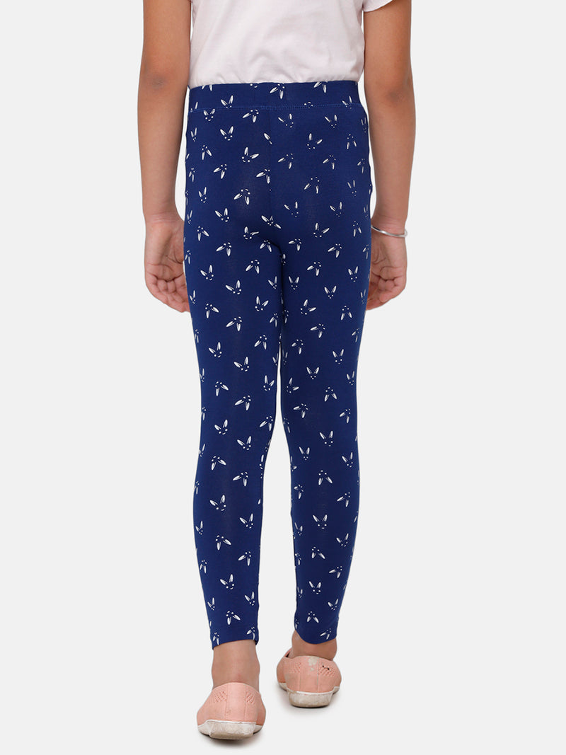 Kids – Girls Printed Leggings Navy Blue