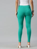De Moza Ladies Leggings Ankle Length Solid Cotton Emerald Green - De Moza