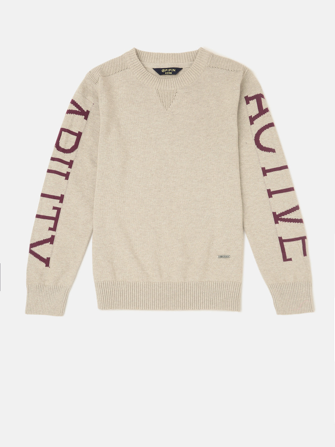Kids - Boys Winter Sweatshirt Bright Beige Melange - De Moza
