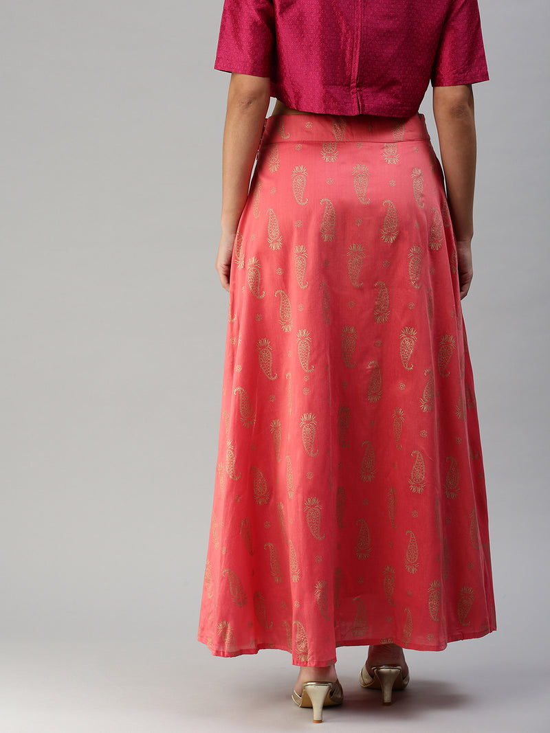 De Moza Women's Printed Skirt Pink