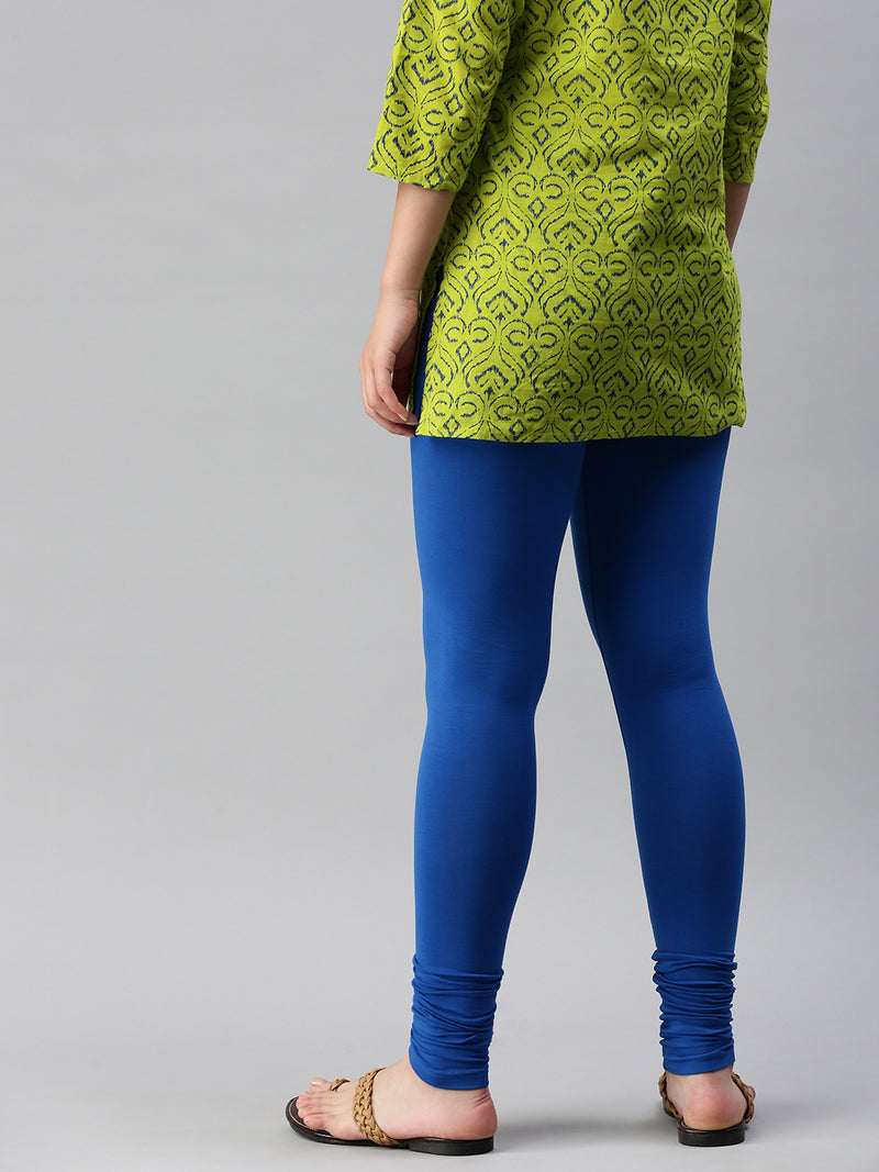 De Moza Women's Premium Churidhar Leggings Solid Cotton Cobalt - De Moza (6679540564031)