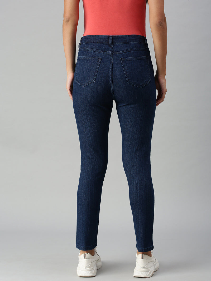 De Moza Women's Denim Jeans Pant Enzyme Blue