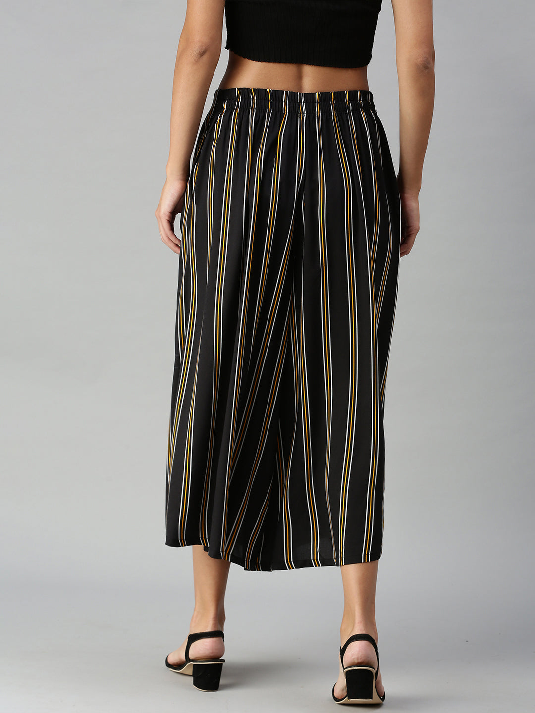 De Moza Ladies Printed Culottes Rayon Yellow & Black - De Moza