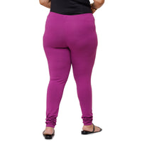 De Moza Ladies  Plus Size Churidar  Leggings Solid  Cotton Light Purple - De Moza