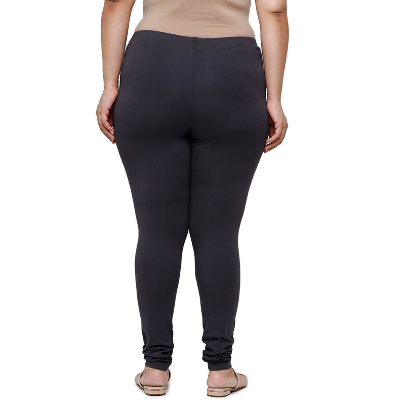 De Moza Women Plus Size Churidar Leggings Solid Dark Grey