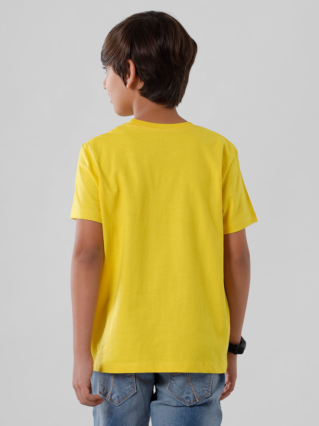 Kids - Boys Printed Half Sleeve T-Shirt Dark Yellow