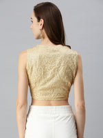 De Moza Women's Ethinc Blouse Solid Polyester Light Gold - De Moza