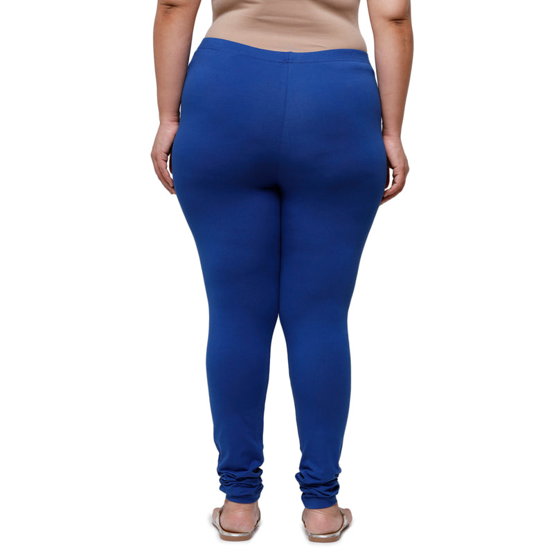 De Moza Ladies Plus Size Churidar  Leggings Solid  Cotton Ink Blue - De Moza