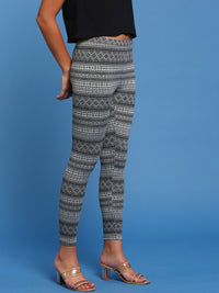 De Moza Ladies Printed Leggings Grey Melange