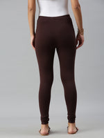 De Moza Ladies Churidar Leggings Solid Cotton Brown - De Moza