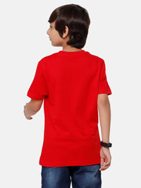 Kids - Boys Printed Half Sleeve T-Shirt Red