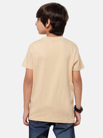 Kids - Boys Printed Half Sleeve T-Shirt Almond Sand