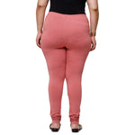 De Moza Women Plus Size Churidar Leggings Solid Cotton Peach
