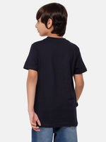 Kids - Boys Printed Half Sleeve T-Shirt Dark Navy Blue