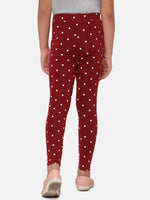 De Moza Kids - Girls Printed Ankle Length Leggings Viscose Maroon - De Moza