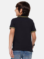 Kids - Boys Printed Half Sleeve T-Shirt Dark Navy Blue