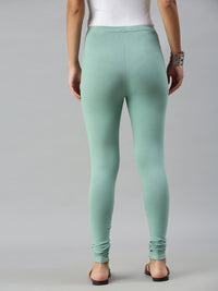 De Moza Ladies Churidar Leggings Solid Cotton Light Petrol - De Moza