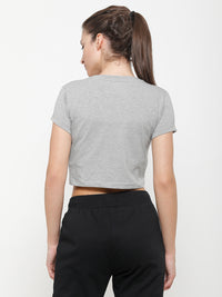 Ladies Active Crop Top Grey Melange