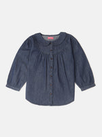 PIPIN Girls Full Sleeve Top Solid Cotton Blue - De Moza