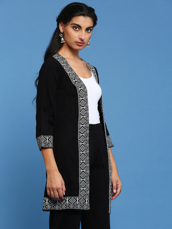 De Moza Women’s Long Length Shrug Black