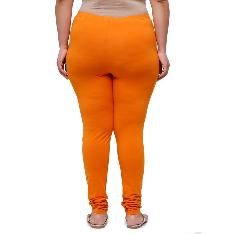 De Moza Women Plus Size Churidar Leggings solid Cotton Dark Yellow